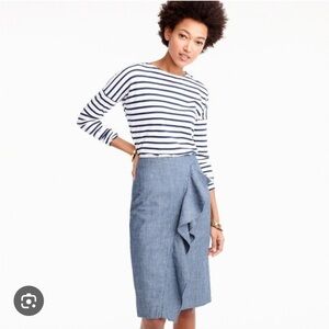 J Crew Chambray Ruffle Skirt